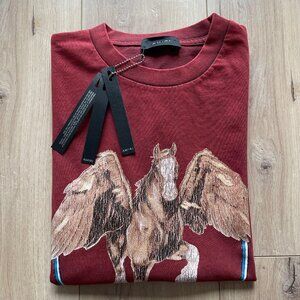 LARGE AMIRI MEN'S BURGUNDY OVERSIZE T-SHIRT COTTON